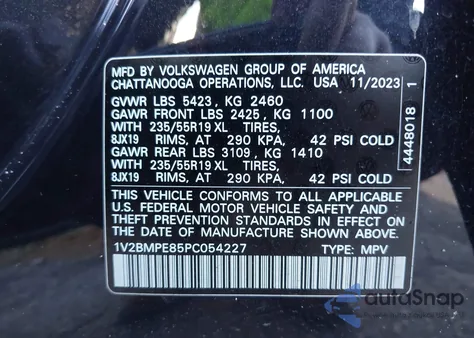 2023 Volkswagen Id.4 Standard из США, поврежденный, VIN 1V2BMPE85PC054227